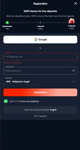 Registration process - TopX form