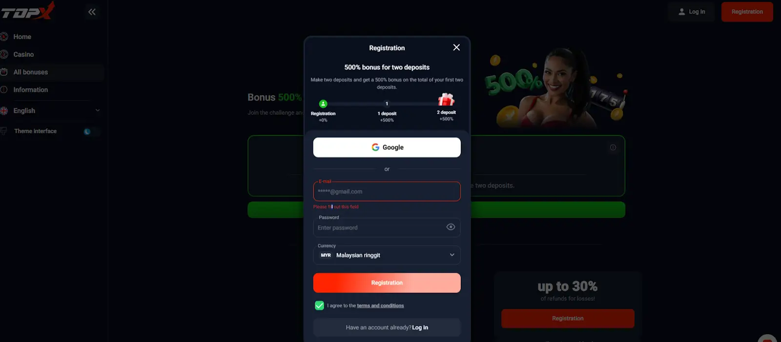Register & login to play TopX Aviator