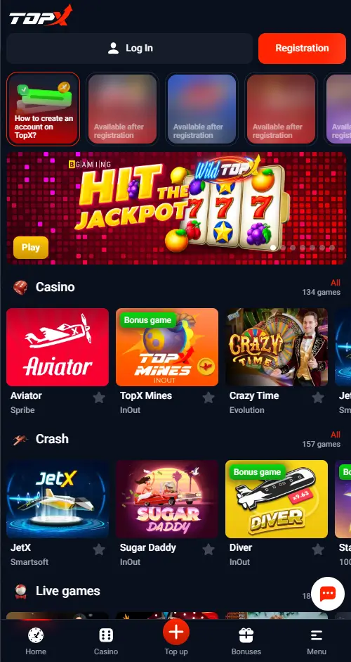TopX mobile casino
